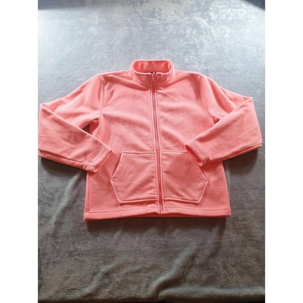 Eddie Bauer Jacket Kids L 14/16 Pink Fleece Full Zip Pockets Winter Coat Warm